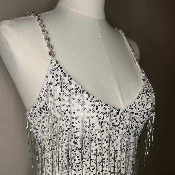 The Sparks Fly Mini Dress | Silver Beaded Fringe | Show Me Your Mumu - Picture 10 of 16